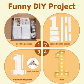 imprsv 4FT Light Up Letters, Marquee Numbers for 18th 80th Birthday Decorations, Pre-Cut Foam Board Kit