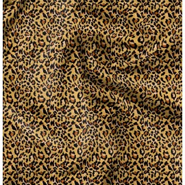 Soimoi Yellow Velvet Fabric Leopard Animal Skin Fabric Prints by Yard 60 Inch Wide