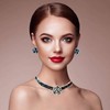 Flower Earrings and Necklace Sets for women, Rhinestone Black Camellia