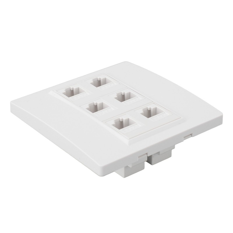 6 Port Cat 6 Ethernet Wall Plate Removable Female to