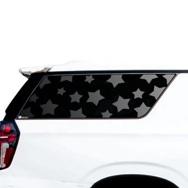BOGAR TECH DESIGNS Precut Quarter Window Star Print Vinyl Decal Stickers Compatible with Chevy Suburban and GMC Yukon XL 2021-2023, Matte Black
