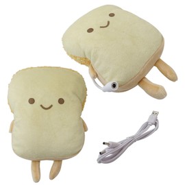 Hevituwhe 5V USB Heated Gloves,Beige &Smile Toast Adjustable Wrist Straps and Fingerless Hand Pockets,Half Wearable Toast Fingerless Hand Warmer