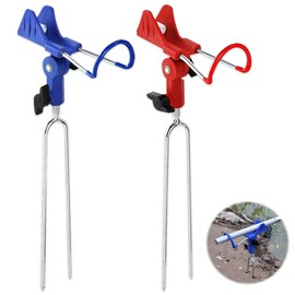 Aoreun Rod Holder, Pack of 2 Stainless Steel Fishing Rod Holders, 360° Adjustable Hallter for Fishing Rods, Rod Rest Holder for Fishing, Fishing Rod Stand Removable, Rod Holder for Bank Fishing