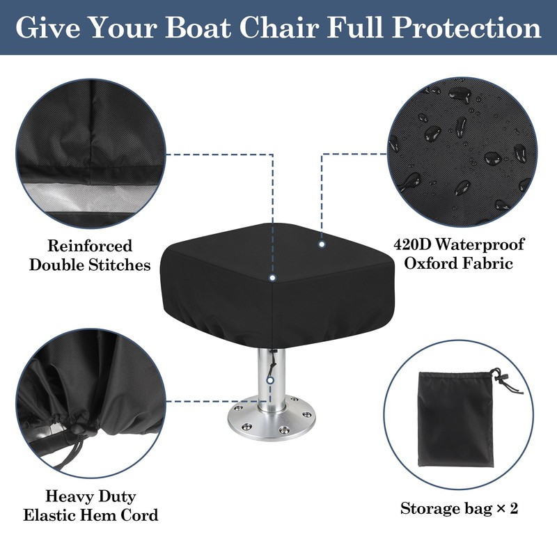 2 Pack Waterproof Boat Folding Seat Covers, Heavy Duty 420D