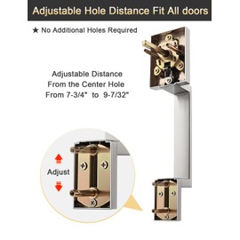 Tinewa Square Satin Nickel Door Handleset with Lever, Upgrated Entry Handleset, Adjustable Hole Space, Zinc Alloy & Reversible Handle Lever, 1 Pack