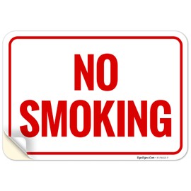 No Smoking Sign, (SI-75013) 10x7 Inches, 4 Mil Vinyl Decal Stickers Weather Resistant, Made in USA