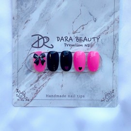 Dara Beauty August Art of the MonthBlackpink Ribbon Nail❣ - Not selected / 다라뷰티 8월 이달의아트블랙핑크 리본네일❣ - 선택안함