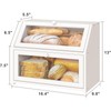 White Large Bread Box for Kitchen Counter, Double Layer Wooden