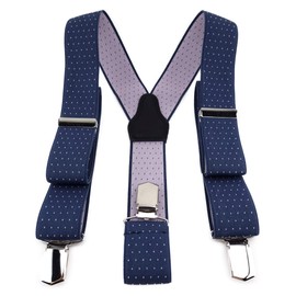 TigerTie Unisex Y-Shaped Braces with 3 Extra-Strong Clips, Colour with Polka Dots, High-Quality Workmanship, Width 35 mm - Blue pink