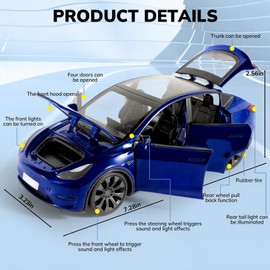 FRJV Toy Cars for Boys Diecast Car 1 24 Scale Y Toy Car,Collectible Die Cast Model Cars,Metal Pull Back Cars with Lights and Sounds,Toy Cars for Boys Age 4-7（Blue）