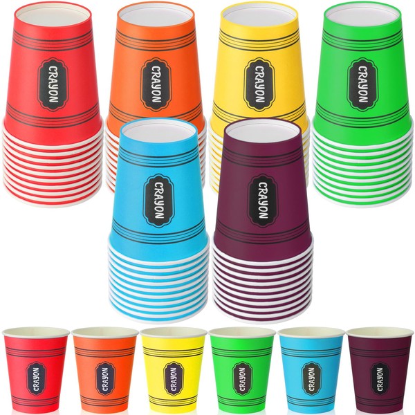 SiliFine 60 Pcs Crayon Paper Cups 8.45 oz Back to