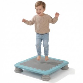 Mini Trampoline for Kids, 25 Inch Sensory Bounce Board for Balance & Coordination, Non-Slip Rebounder Board for Kids Ages 3+, Indoor Mini Trampoline with Stable Base (Blue)