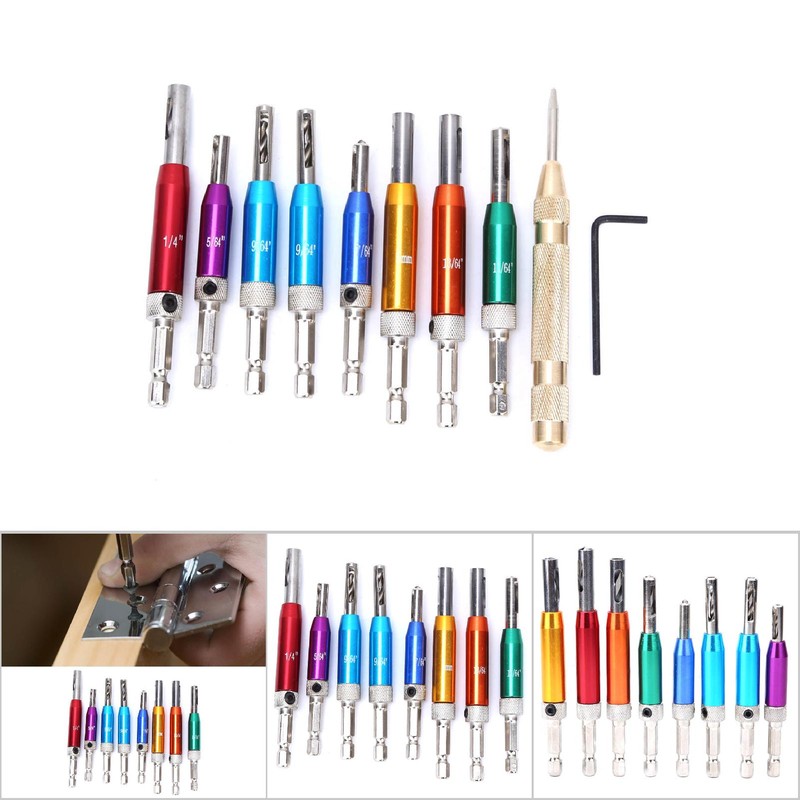 8pcs Door Window Hinge Hole Puncher Drill Bit with Center