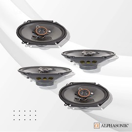 Alphasonik AS268P Loudspeakers 2 Pairs of 6X8 350W Max 3-Way Speakers 4 Ohms Premium Quality Audio Door Speakers for Car or Truck Stereo Sound System