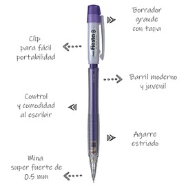 Pentel AX105W-V Lapicero Fiesta Pearl, Violeta, 0.5 mm