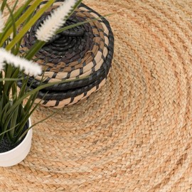 Paco Home Hand-Woven Jute Rug Round with Natural Fibers in Nature, Size: 6'7" Round