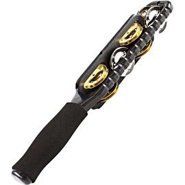 Meinl Percussion Professional Jingle Stick - 2-Row Jingle Stick - 2 Intersecting Planes - ABS Plastic, Steel and Brass, Black / Silver and Gold (MJS1BK)