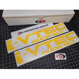 I-VTEC Decals Fat Blinds (2-Pack) Racing Sticker 12" fits Honda Civic Si Type R RSX Select DOHC SOHC Color: (SOHC, Gloss Yellow)