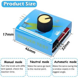 Geekstory 4 Cell AA Battery Holder Housing with JR Connector 2P+3CH Digital Servo Tester ESC Speed Controller Checker CCPM Servo for Helicopter Car Boat Robot Servo Blue