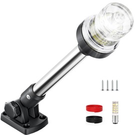 AMBIPASION 12IN Boat Anchor Light LED Stern Lights Waterproof IP67 White Fold Down Marine Navigation Lights for Jon Boat,Bass Boats and Fishing Boats (12-24V)