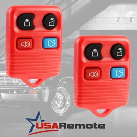 Key Fob Keyless Entry Remote fits Ford, Lincoln, Mercury, Mazda Mustang (Red), Set of 2