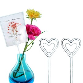BEADNOVA Floral Pick Card Holder 50pcs 10inch Plastic Straight Head Flower Pick Card Holder for Floral Arrangement Bouquet Wedding Decoration (Heart Shape Head)
