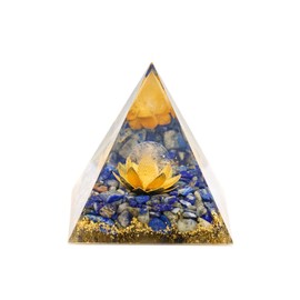 VMDEKK Lapis Lazuli Crystals Tower,Healing Crystal Gifts for Women,Natural 7 Chakra Spiritual Gifts Attracts Lucky and Success,Lotus Flower Good Luck Gifts Pyramids for Reduce Stress Reiki Meditation