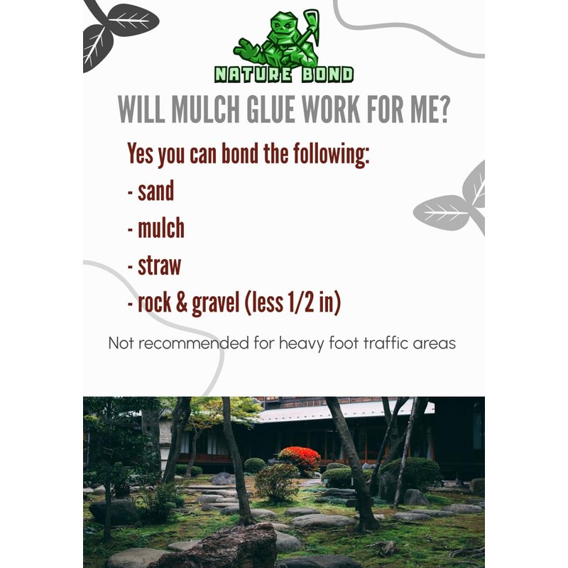 Nature Bond-1 Gallon- 128oz, Mulch Glue, Great for Mulch, Sand,Straw,