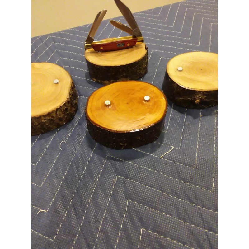 2-- KNIFE DISPLAY STANDS, SOLID PEAR WOOD