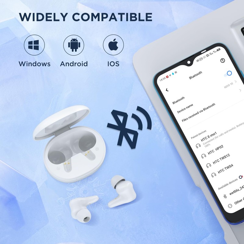HTC Auriculares Inalámbricos Reducción Activa de Ruido, Auriculares Bluetooth con
