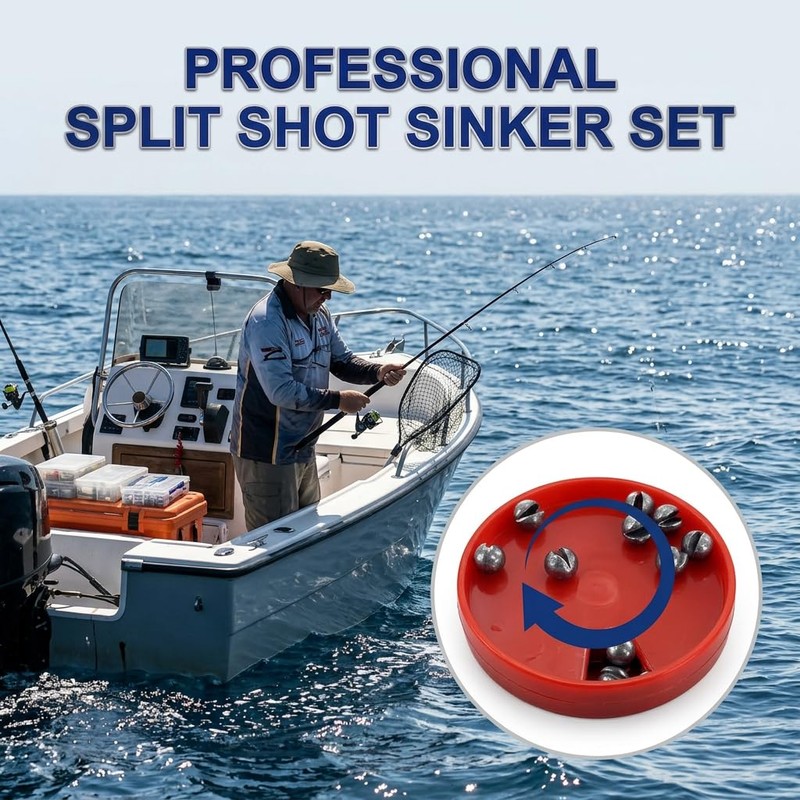 120g Split Shot Fishing Weights, 7 Way Dispenser Floats Sinkers