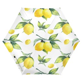 KOCOART Lemons Yellow Travel Umbrella Windproof Automatic Umbrella for Rain Summer Fruits Compact Folding Umbrella Sun Umbrella UV Protection Portable Car Golf Umbrella 39 in