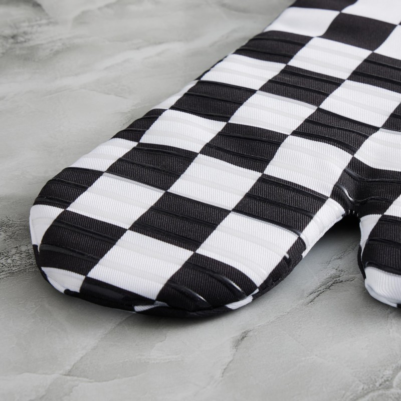 Ohocut Black and White Checkered Oven Mitts Heat Resistant, Vintage