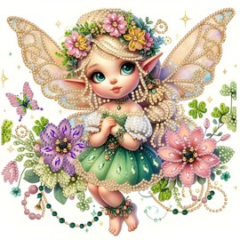 MOGTAA Diamond Art Painting Kits for Adults Angel, 5D Special Shape Diamond Art Kits for Beginners Flowers, Crystal Rhinestones Diamond Painting Gem Art for Home Wall Decor 12×12 Inch