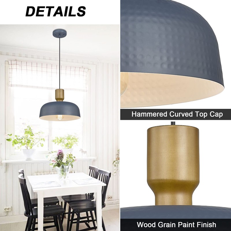 Luminzone Farmhouse Pendant Lights, Adjustable Hanging Light Fixtures with Hammered