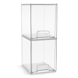 Sorbus Acrylic Storage Containers - 2 Pack, Stackable Storage Bins Set for Bathroom Organization - Clear Acrylic Drawer Organizers - Makeup Case Pull-Out Drawers (7.6’’ Tall)
