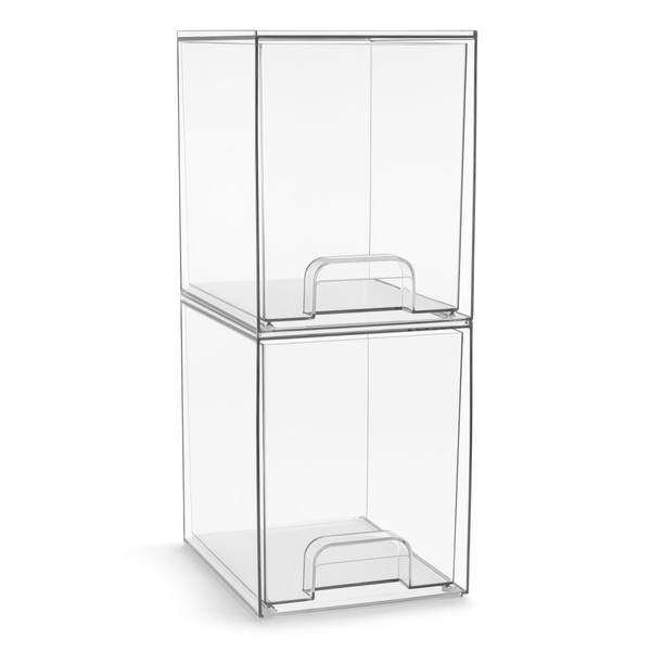Sorbus Acrylic Storage Containers - 2 Pack, Stackable Storage Bins