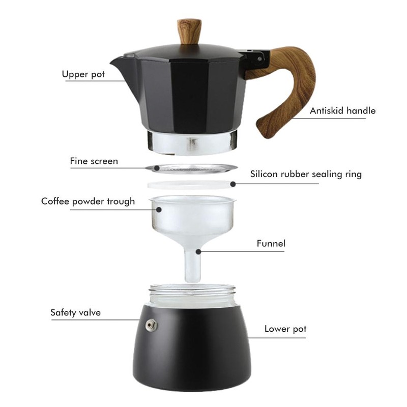 150ML/300ML Portable Aluminum Italian Style Espresso Maker Moka Pot Coffee
