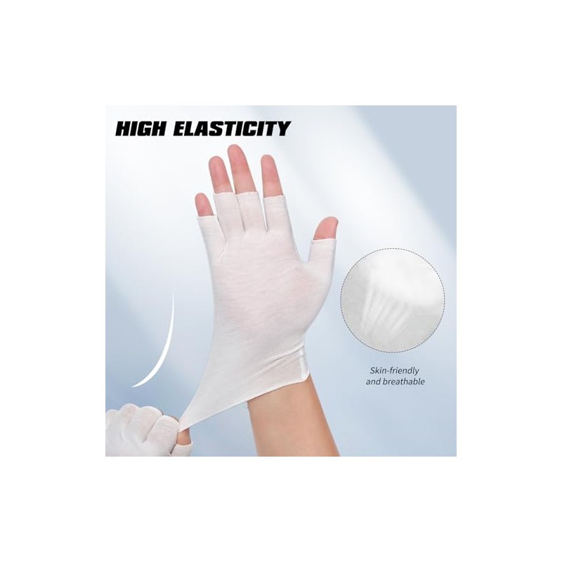4 pares de guantes blancos sin dedos, guantes hidratantes de