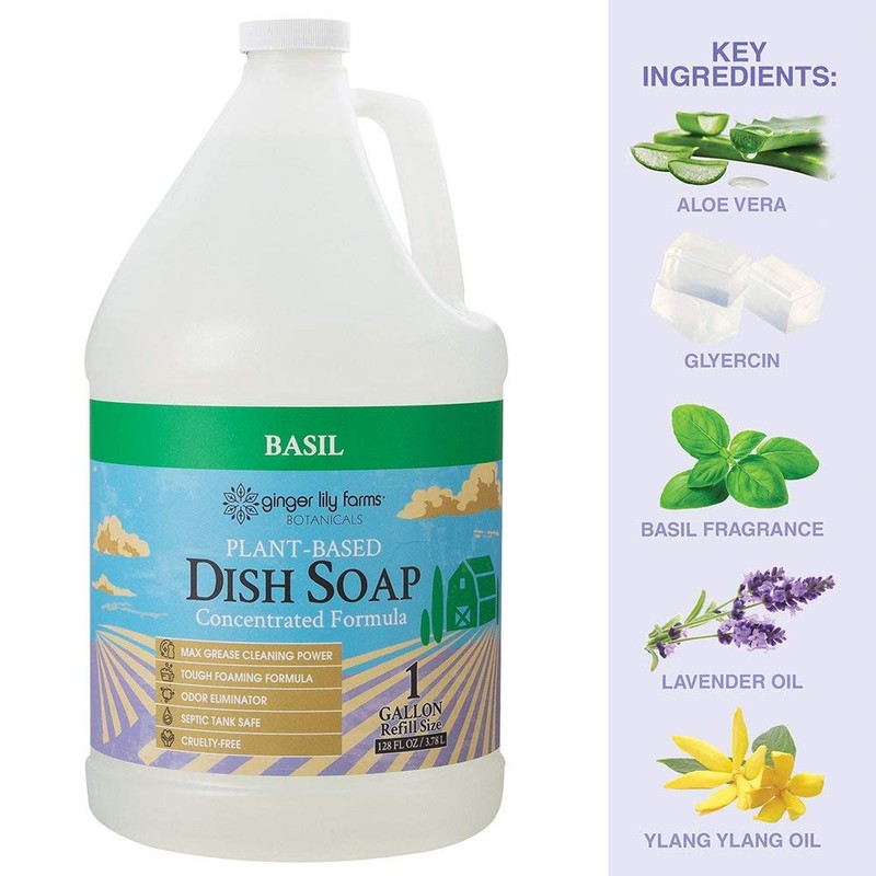 Ginger Lily Farms Botanicals Plant-Based Liquid Dish Soap, Concentrated Formula