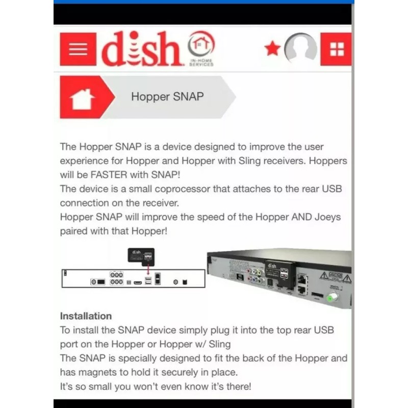 For Dish Network New Dish Network Hopper SNAP Coprocessor 218726
