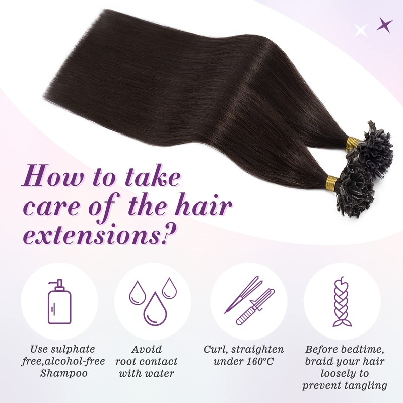 SLEEKALON 16 Inch U Tip Hair Extensions Real Human Hair