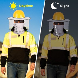 3 PCS Hard Hat Shade Full Brim Hardhat Visor Hardhat Neck Protection Hard Hat Accessories with Polarized Sunglasses Fishing Glasses (Light Gray)