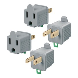 TENINYU Grounded Adapter 3-Prong to 2-Prong Outlet Converter - 3 Pin to 2 Pin Plug Socket Adapter Extension for Electrical Cord,Household,Workshops,Industrial,Machinery (4 Pack Grey)