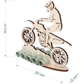 XL Money Gift Made of Wood Motorcycle, Gift Idea, Voucher Packaging, Funny Gift, Money Gift for Men and Women (Motocross)