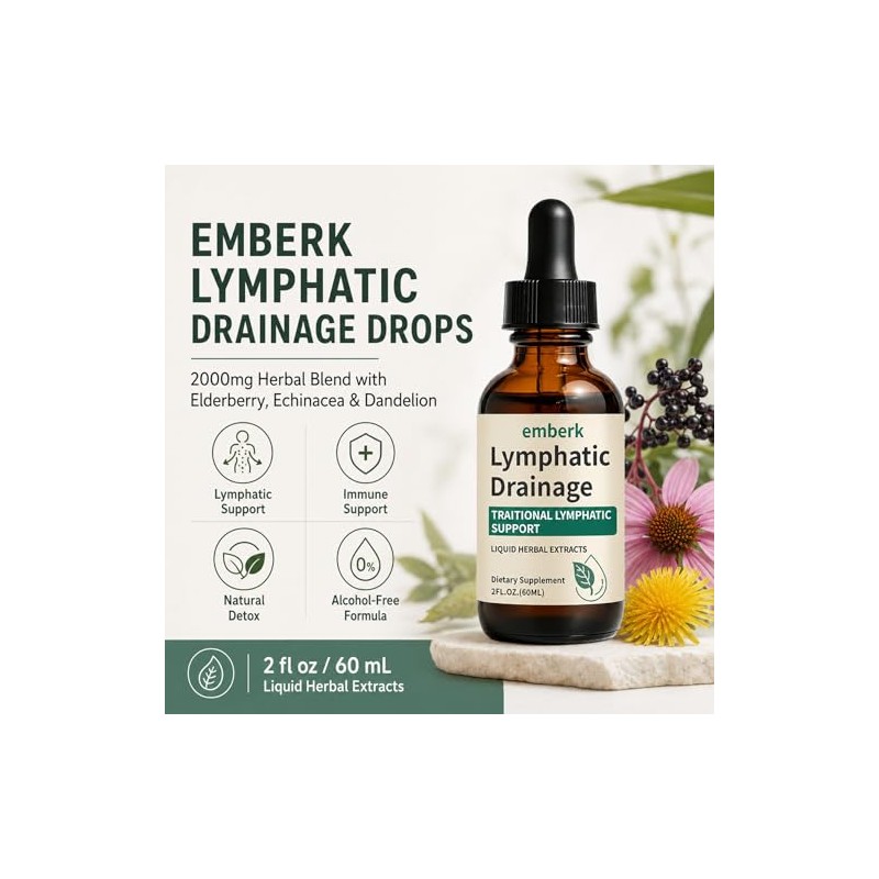 Lymphatic Drainage Drops, 2000mg Herbal Blend with Elderberry & Echinacea
