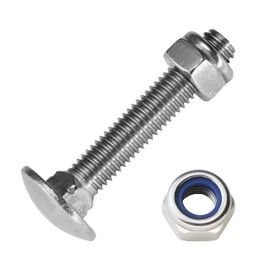 Techtanium® Carriage Bolts M6 x 35/35 mm with Locking Nuts M6 Made of A2 Stainless Steel (Pack of 50) | Round-Head Screws | Hex Nuts with Polyamide Clamping Part | DIN 603 & DIN 985