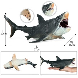 Megalodon Great White Shark, Sea Animals, Fish, Animal Set, 11 Pieces, Plastic Model, Model, Birthday, Gift, Realistic Figure, Toy, Interior
