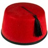 Red Felt Fez Hat Tommy Cooper Turkish Black Tassels Unisex
