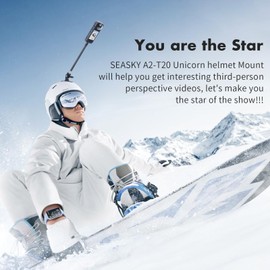 SEASKY A2-T20 CF Carbon Fiber Unicorn Helmet Mount for Insta360 X5 X4 X3 X2 Compatible for GoPro Max 360 Panoramic Sports Action Camera Skiing Skateboarding Bike Riding Third Person View Accessories